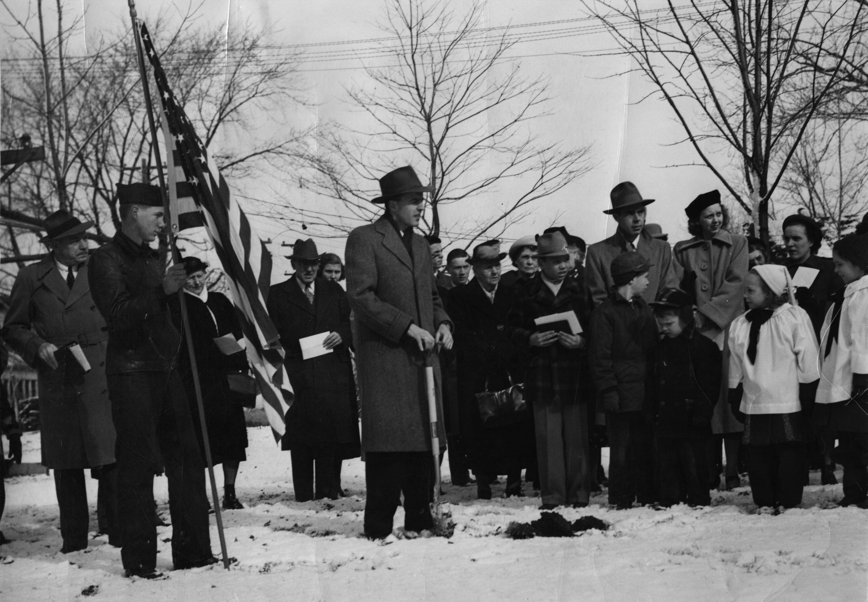 1950 groundbreaking of Parish Hall wing.